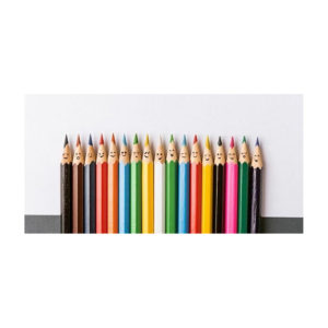 line of coloured pencils